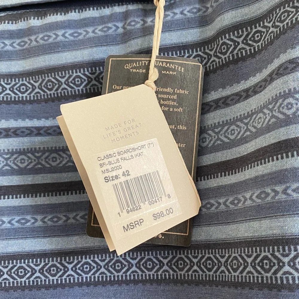 NWT Faherty Classic Boardshort 7” in Blue Falls Ikat sz XX-Large / 42 Drawstring